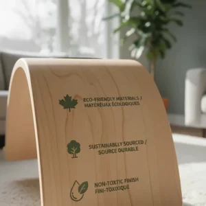 Sustainable Canadian-sourced wood balance beam for toddlers, finished with non-toxic oils.