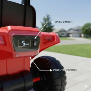 Icon showing a speed-limiting mechanism on a battery-operated outdoor ride-on toy.