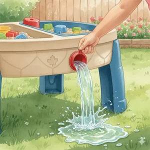 Illustration highlighting the quick-drain plug feature for easy maintenance in Canadian households.