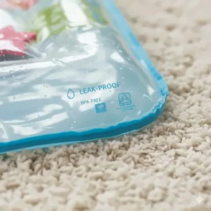 High-quality, BPA-free material detail of a leak-proof easy setup water play mat for infant safety.