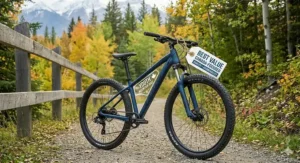 A stylized graphic highlighting the best value youth mountain bike for Canadian families seeking quality on a budget.