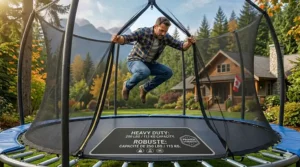 Cross-section of a UV-resistant, heavy duty trampoline mat designed to withstand extreme Canadian temperature shifts.