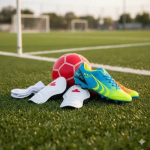 Vibrant soccer gear for kids aged 6 to 8, featuring durable cleats and shin guards for community league play in Canada.