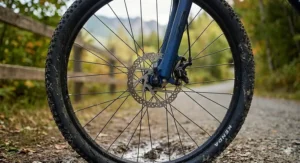 High-performance disc brakes on a value youth mountain bike for safe stopping in wet Canadian weather.
