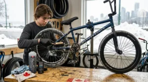 Cleaning a BMX bike for a 14 year old to prevent salt corrosion during Canadian winters.