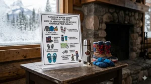 Graphic showing lightweight composite snowshoes for toddlers under $150, ideal for deep snow in Quebec or the Rockies.