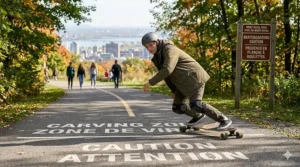 Close-up technical view of drop through vs top mount longboard truck mounting styles for youth riders.