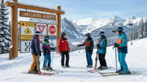 Understanding standard Canadian mountain safety signs for young skiers.