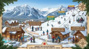 Map highlighting the best Canadian resorts included in top youth ski packages.