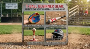 Illustration of proper leather maintenance for a youth baseball glove to withstand the damp Canadian spring climate.
