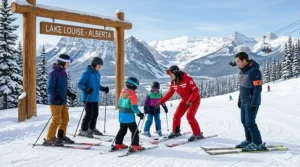 Visual chart showing skill progression for kids on a top youth ski package.