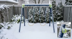 Heavy-duty metal frame designed to withstand Canadian winter conditions.