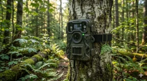 Illustration showing the motion detection range of a wildlife camera for teens.