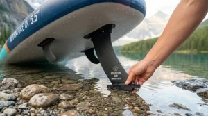 Removable tracking fins for improved paddle board stability.