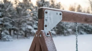 Close-up of a weather-resistant powder-coated steel frame designed for Canadian climates.