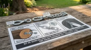 Step-by-step assembly guide showing how to build and hang a safe DIY tire swing for backyard outdoor play.
