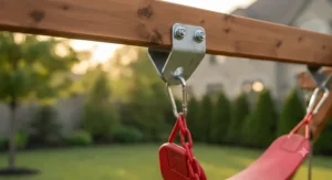 Rust-resistant steel brackets and heavy-duty hardware included in a premium swing set accessories kit built for Canadian weather.