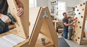 Step-by-step assembly of a durable freestanding climbing wall for kids highlighting secure framing and child-safe finishes.
