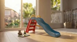 A versatile indoor-outdoor backyard slide for toddlers suitable for mild Canadian seasons.