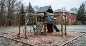 Weather-resistant outdoor climbing frame built to withstand harsh Canadian winter conditions