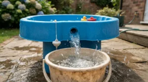 A sand and water table combo featuring an easy drainage design for quick cleanup