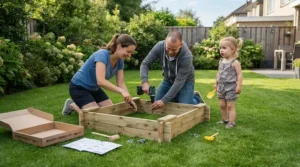 Important considerations for your first sandbox for toddlers installation in a family yard.